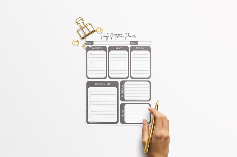 Food Log Printable, Calorie Tracker & Meal Planner, Daily Nutrition Chart for Healthy Eating, Weight Loss Food Journal PDF image 7