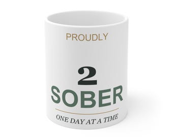 2 Years Sober Mug, Two Year Sobriety Anniversary Gift, AA NA Recovery Coffee Cup, Quit Drinking Milestone