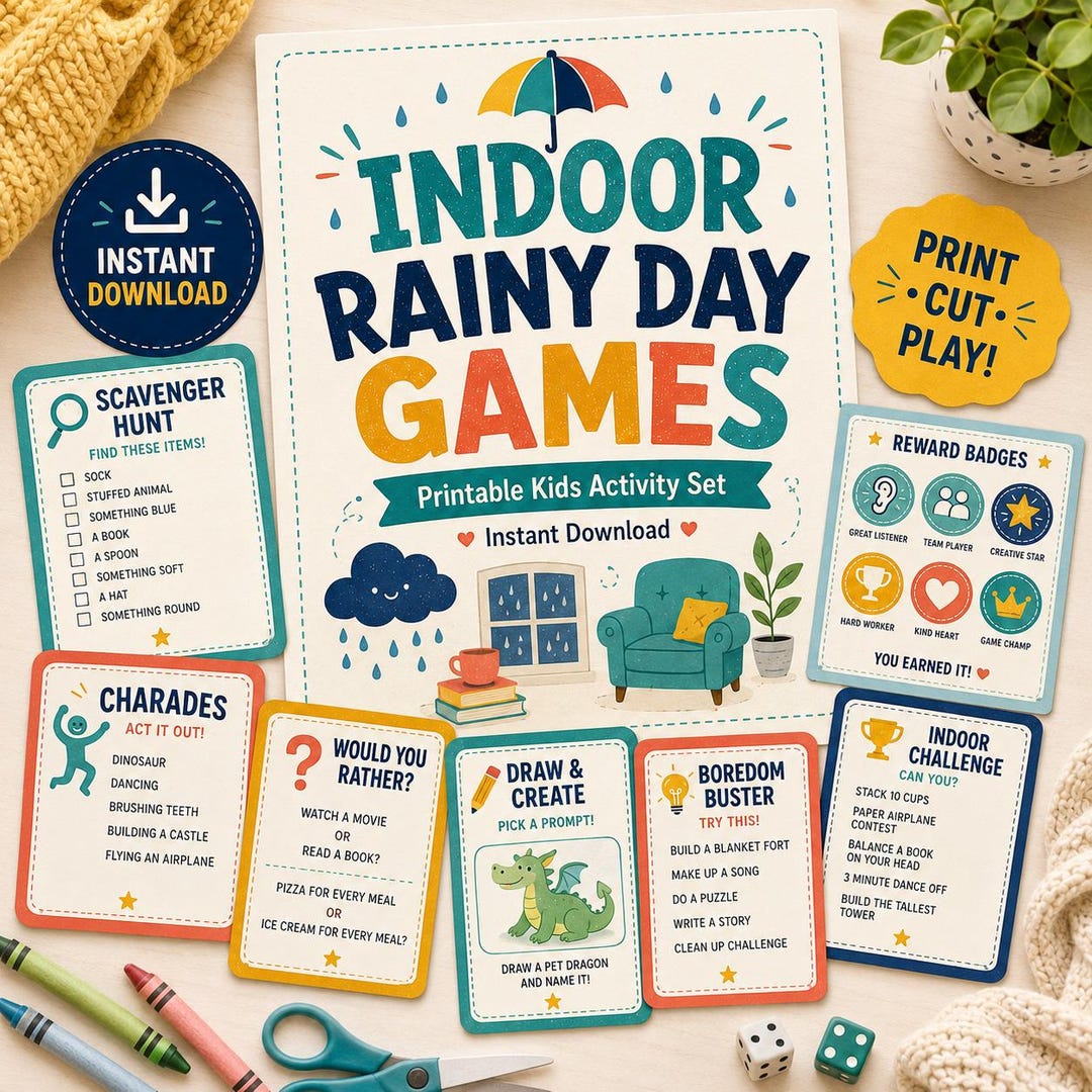 Indoor Rainy Day Games for Kids, Printable Screen Free Activities ...