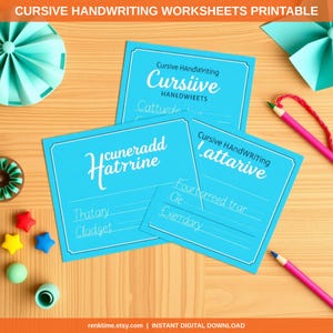 Cursive Handwriting Workbook for Kids, Printable Practice Sheets, Homeschool Writing Pages, Instant Download