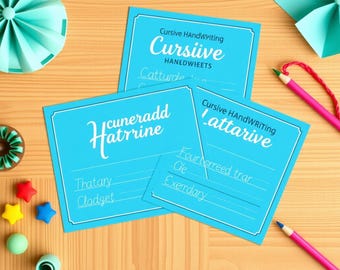 Schreibschrift Übungsseiten für Kinder und Erwachsene, Schreibschrift Übungsblätter zum sofortigen Download