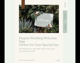 Editable Wedding Welcome Sign Canva Template, Eucalyptus Floral Wedding Ceremony Decor, Reception Welcome Poster 18x24 Printable