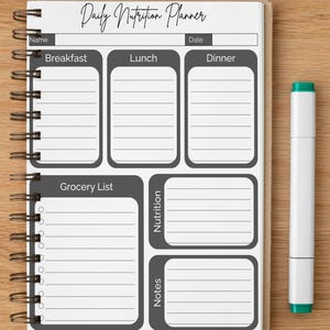 Food Log Printable, Calorie Tracker & Meal Planner, Daily Nutrition Chart for Healthy Eating, Weight Loss Food Journal PDF image 9