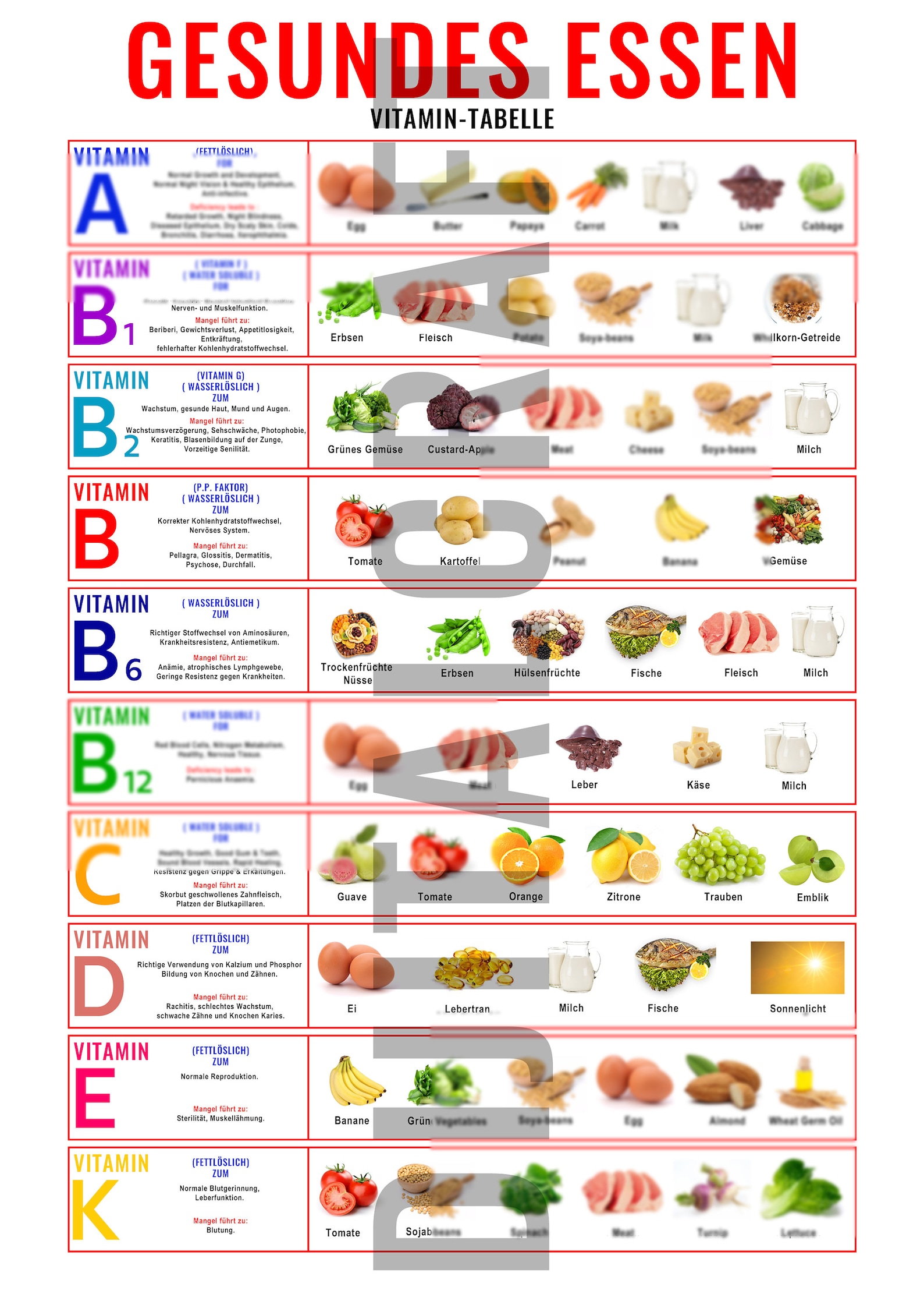 Vitamin Chart Plantbased Foods Printable Etsy