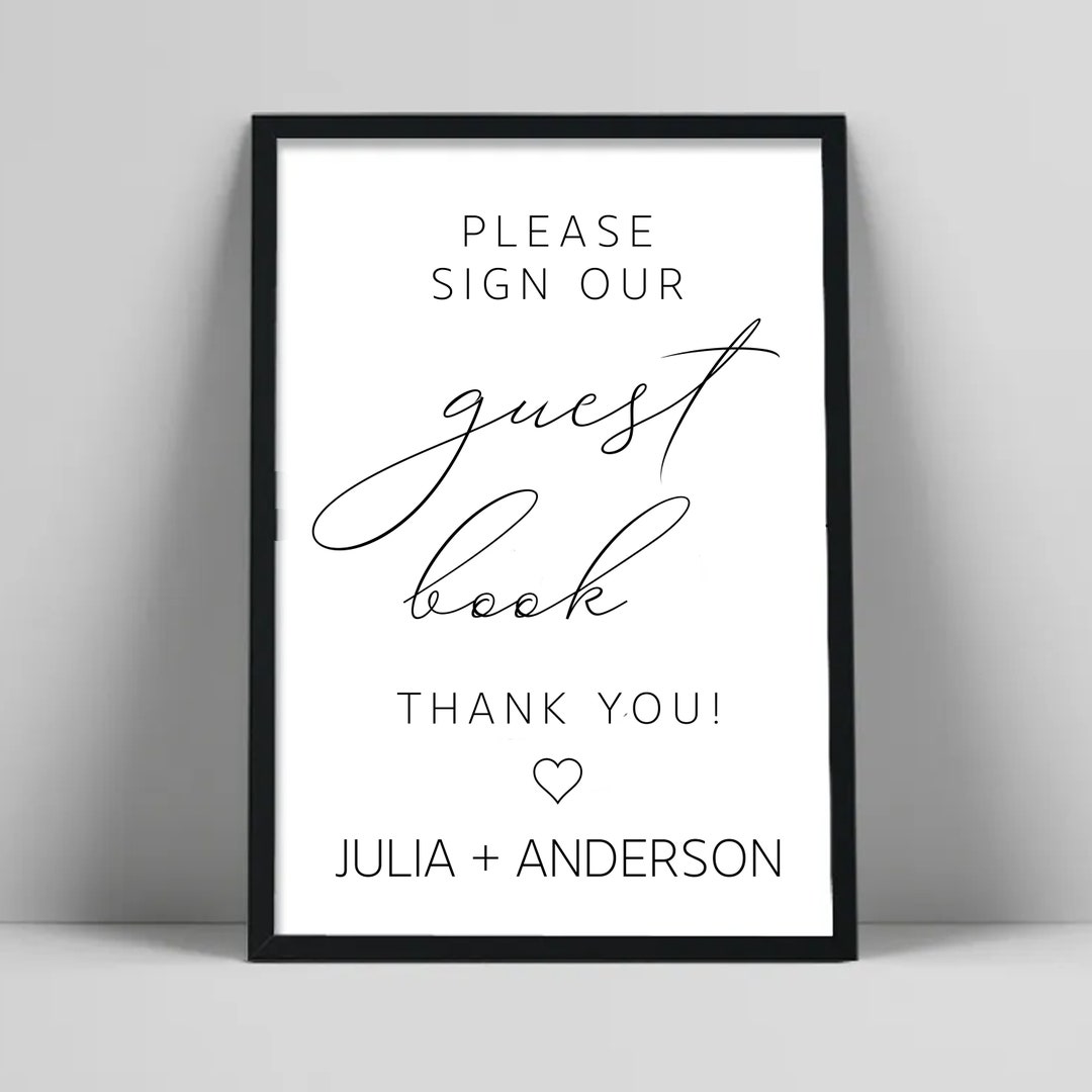 Minimalist Guest Book Sign Printable, Elegant Sign Our Guestbook Sign ...