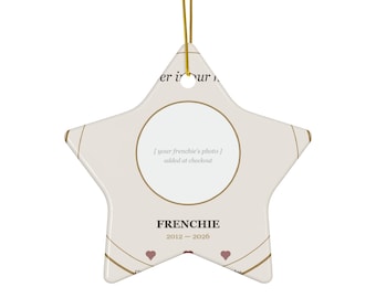 Personalized Frenchie Memorial Ornament, Custom French Bulldog Pet Loss Christmas Keepsake, Rainbow Bridge Gift