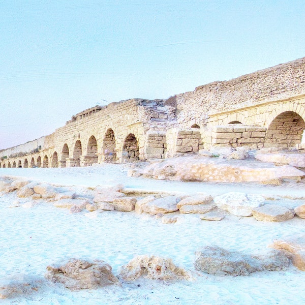 Israel - Ancient Roman Aqueduct - Caesarea Beach - Caesarea Israel - Digital Download
