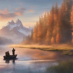 Mountain River Fly Fishing at Twilight Golden Hour - 4 images in one order