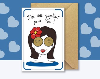 Carte à gratter demande marraine pop - "Veux-tu être ma Marraine ?" - Annonce marraine carte + enveloppe