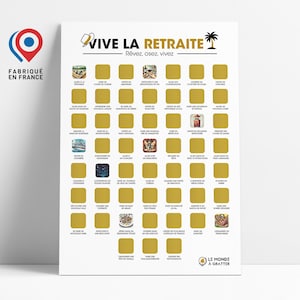 Affiche à Gratter Vive la retraite - 52 activités à réaliser pendant la retraite - Idée cadeau futur retraité - A3