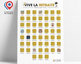 Affiche à Gratter Vive la retraite - 52 activités à réaliser pendant la retraite - Idée cadeau futur retraité - A3