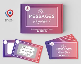 Box of customizable scratch-off messages – 52 personalized messages to offer – Ideal for daily surprises and special occasions