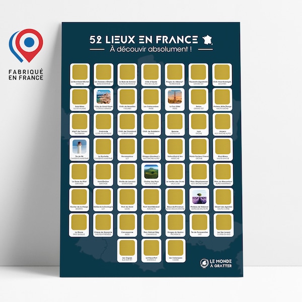 Affiche à Gratter 52 Lieux en France - Incontournables à visiter - A3