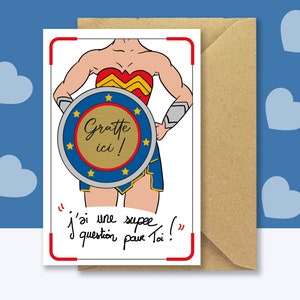 Carte à gratter demande super marraine - "Veux-tu être ma super Marraine ?" - Annonce marraine carte + enveloppe