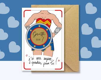 Carte à gratter demande super marraine - "Veux-tu être ma super Marraine ?" - Annonce marraine carte + enveloppe