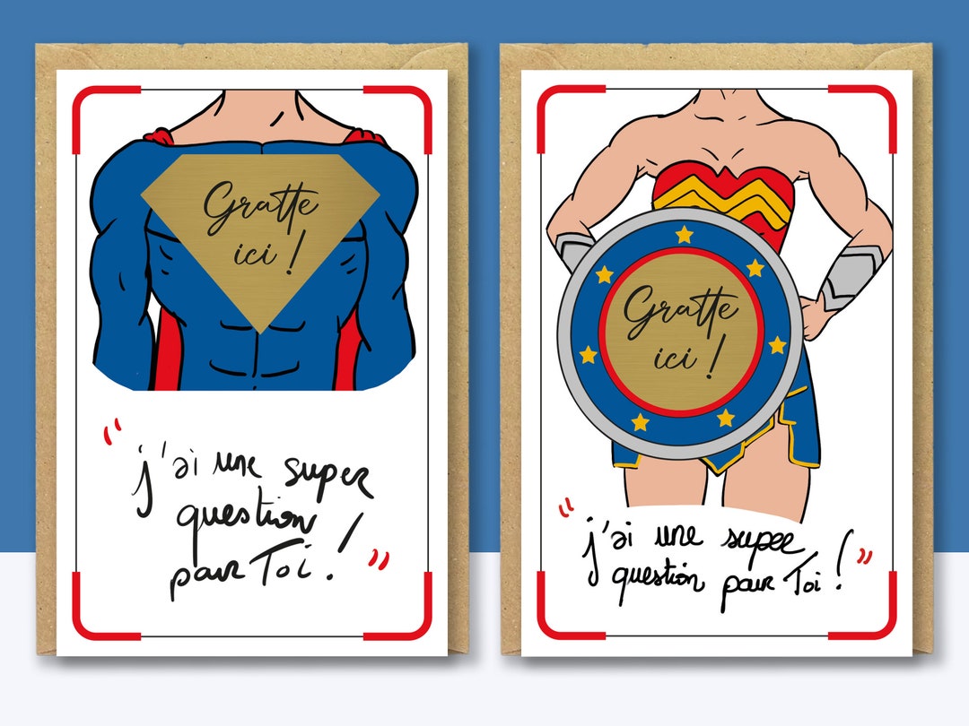 Demande Parrain Marraine pack 2 Cartes à gratter + enveloppes - Thème ...