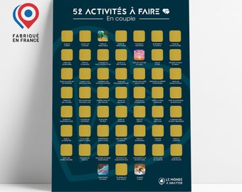 Affiche à Gratter -  Rendez-Vous en couple - 52 activités - Cadeau pour Couple - A3