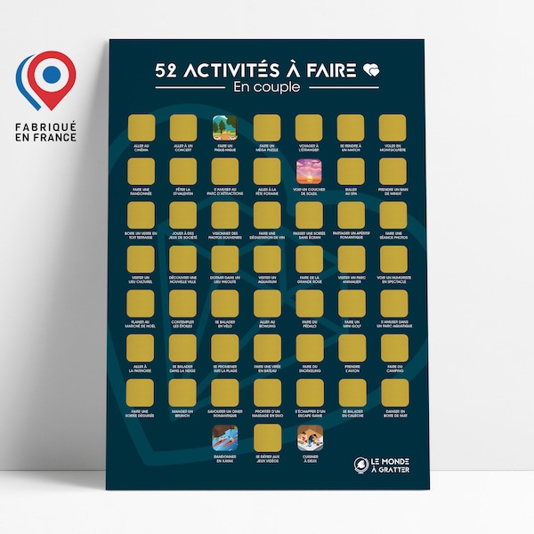 Affiche à Gratter -  Rendez-Vous en couple - 52 activités - Cadeau pour Couple - A3