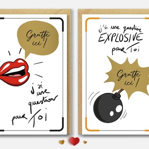 Demande de témoin pack 2 Cartes à gratter + enveloppes - Thème pop