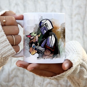 Silver Buffalo Star Wars: The Mandalorian Cartoon Grogu Ceramic Mug | Holds  13 Ounces