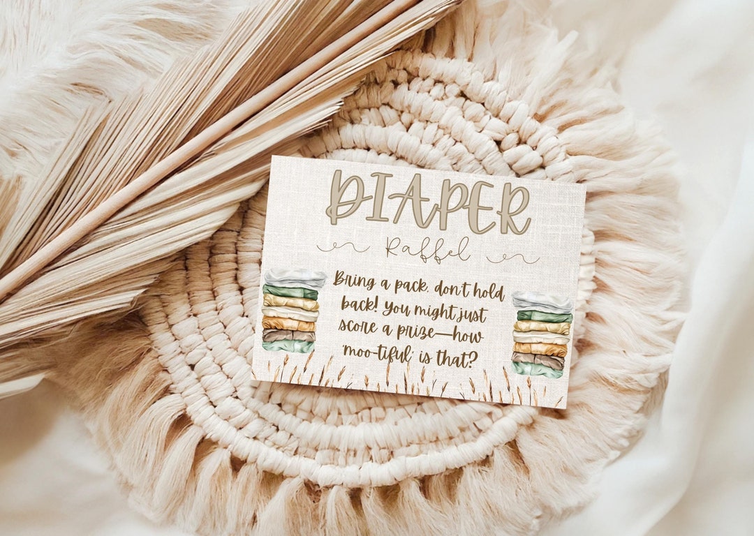 Nappy Raffle Highlander Highland Cow Baby Shower Diaper Raffle Insert, Cow, Animal, Digital ...