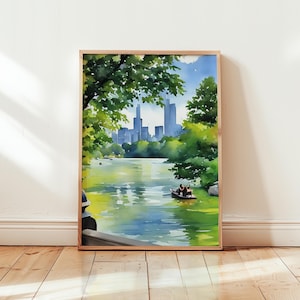 Central Park Watercolor Painting, Central Park Art Print, Central Park Wall Art, Travel Poster, Travel Gift, Art Print, Unique Home Decor