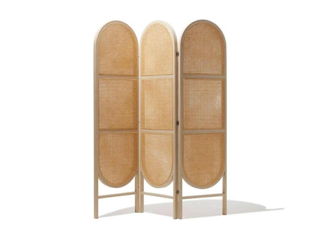 Panel Room Divider Rattan Room Divider Oak Wood Room Etsy