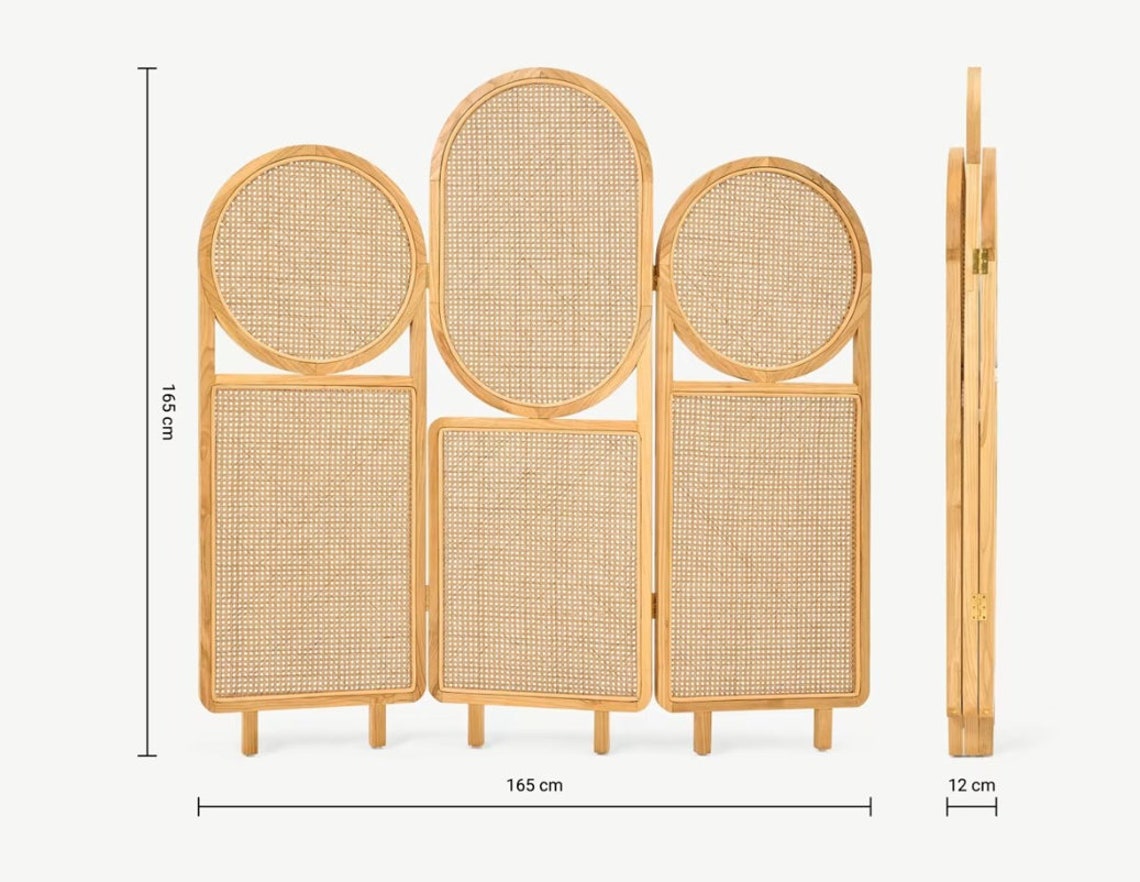 Panel Room Divider Rattan Room Divider Oak Wood Room Etsy