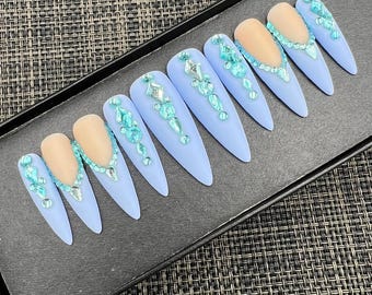 Luxury Nails | Press on nails  | Glue On Nails | Coffin Nails Luxury | Gel X Fake Nails | Short Nails | Long Fake Nails - C324
