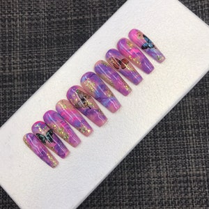 Butterfly Press On Nails: Y2k Luxury False Nails-C218