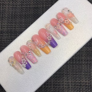 Y2K nails/Press On Nails | Luxury Nails | Fake Nails | Glue On Nails|Coffin Nails | Acrylic Nails | Long Fake Nails - C221