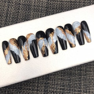 Luxury Nails-Fake Nails | Glue On Nails | Press On Nails | Coffin Nails | Acrylic Nails | Long Fake Nails - C205
