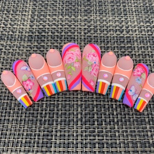 Roses Fever glue on nails - C78