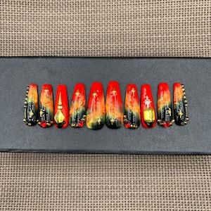 Galaxy Coffin Press On Nails: Luxury Long Fake Nails- C143