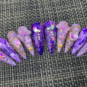 Mermaids Press On Nails coffin - C83