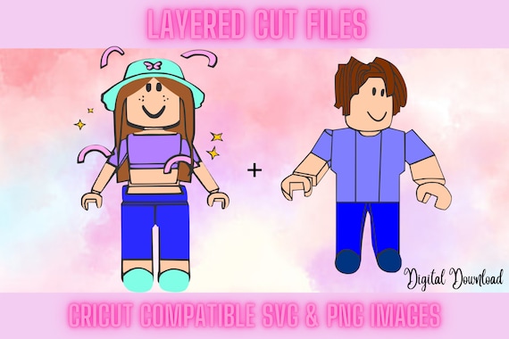 Boy and Girl Roblox Figure Avatar Bundle SVG Layered Digital 