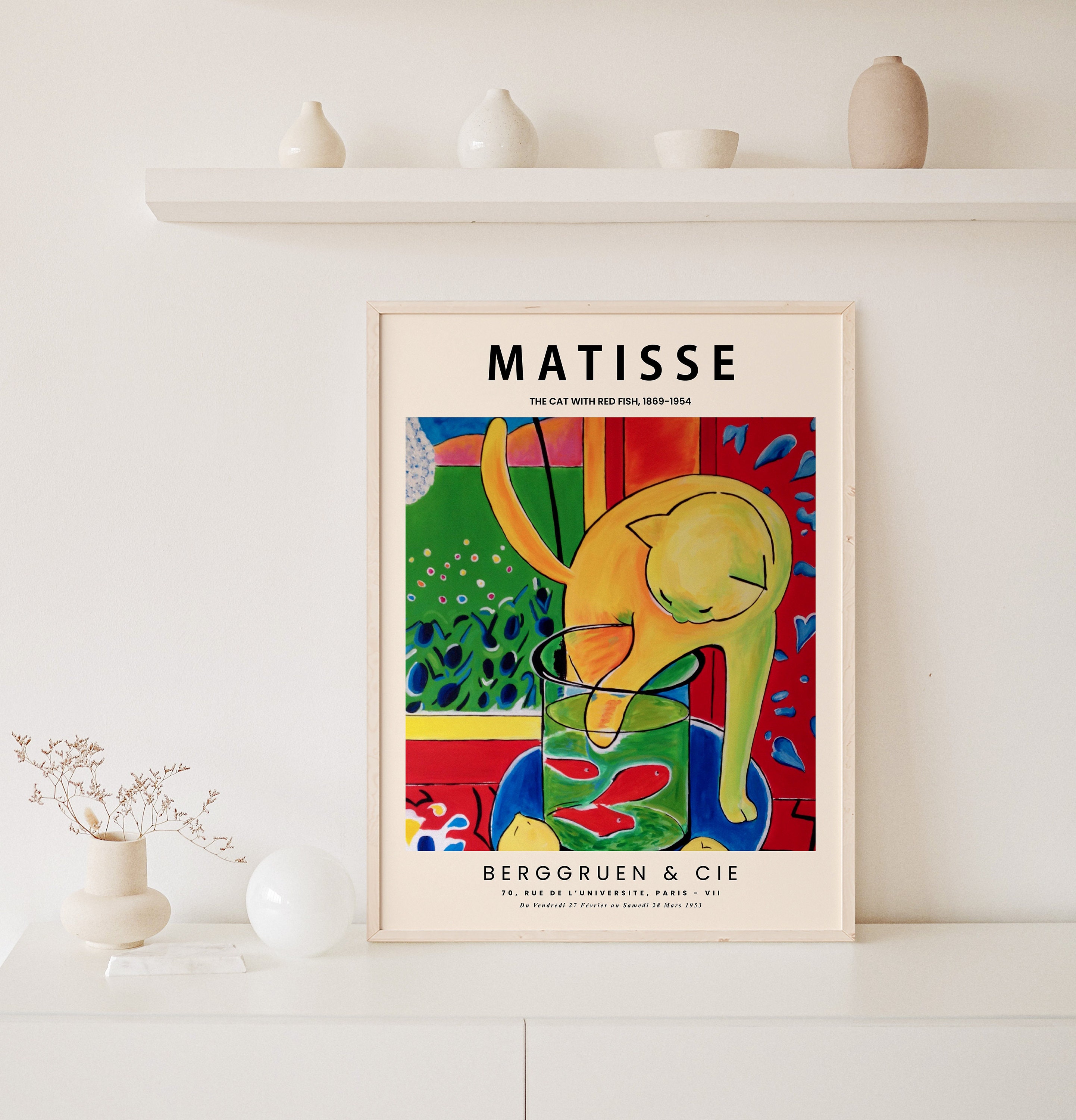 Henri matisse the cat with red fish impressionist art poster modern