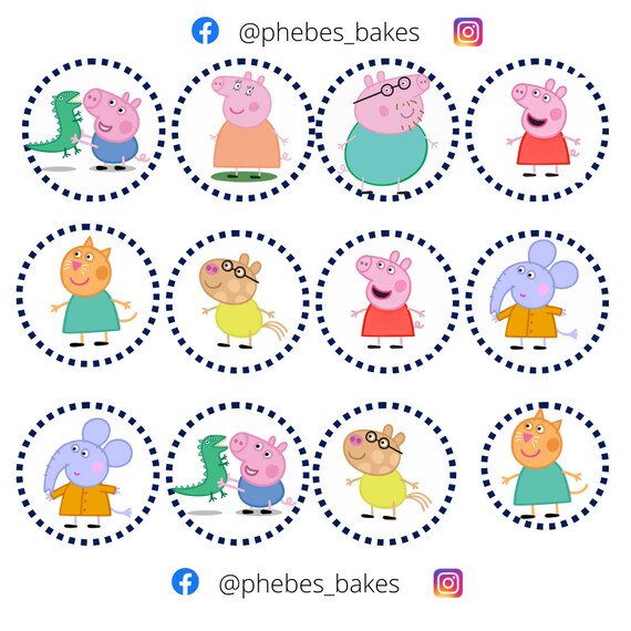Peppa Pig Cupcake Toppers Etsy