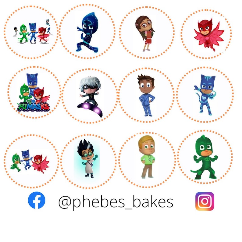 PJ Mask Cupcake Toppers Edible Cupcake Toppers Etsy Australia