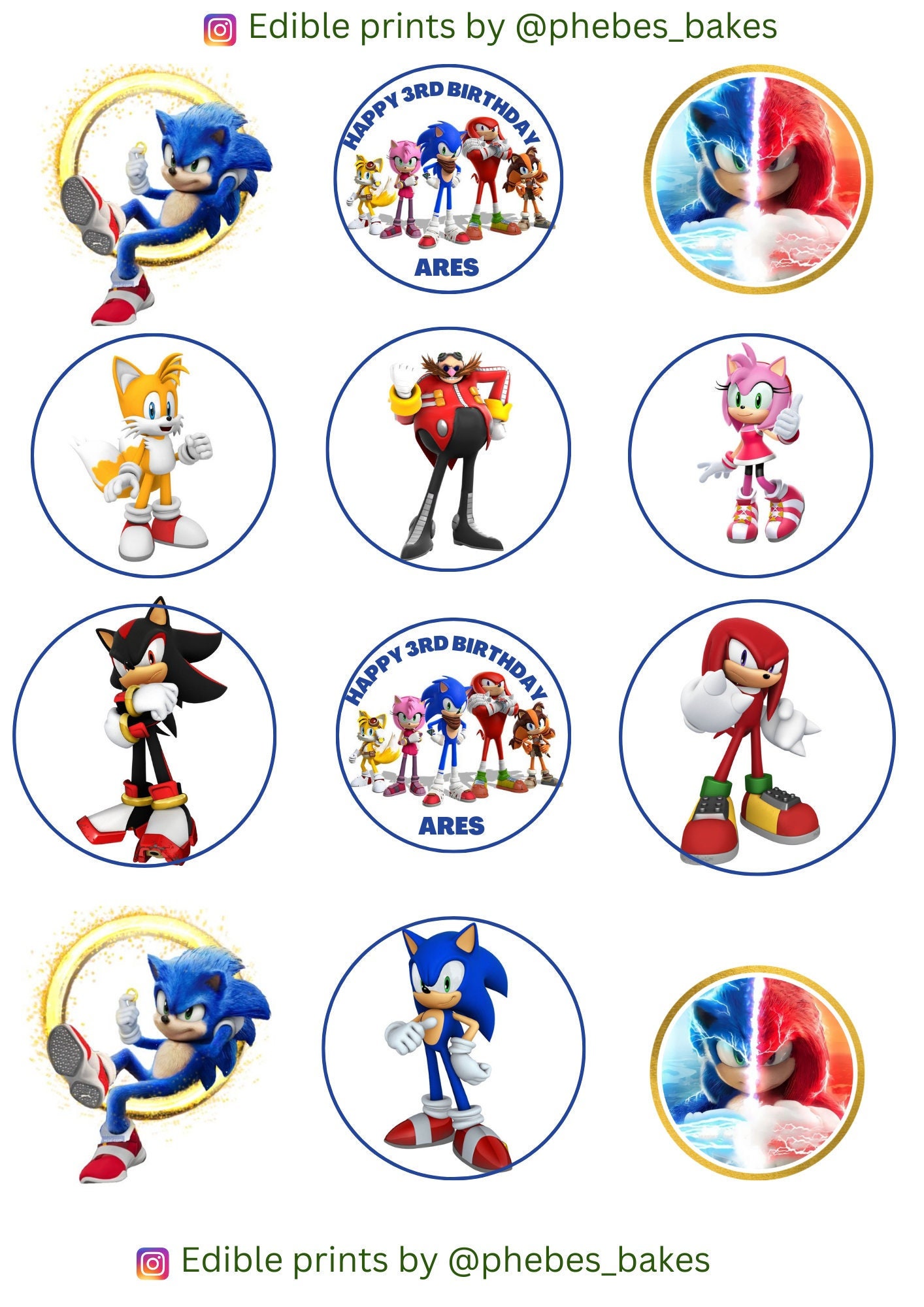 Sonic Inspired Cupcake Toppers, Sonic Cake Topper, Sonic the