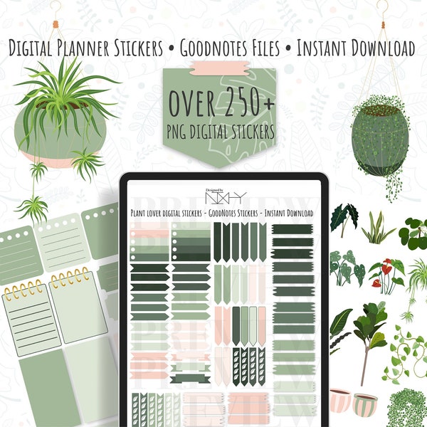 Plant Lover Sticker Set, Plant Lady Digital Journal Stickers, Nature Themed Stickers, Digital Stickers for GoodNotes