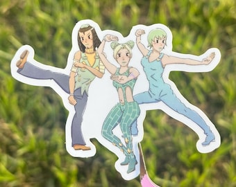 Naklejka Anime Girl Squad | Naklejka winylowa inspirowana retro trio akcji | Estetyka Girl Power z lat 90. / Y2K | Naklejka na laptopa i dziennik