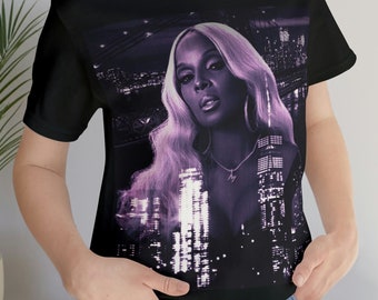 Mary J. Blige Unisex T-Shirt | NO TEXT Mary J. Blige Purple And Black Tour Shirt Without Text