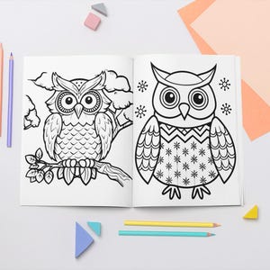 Cute Owl Coloring Book - 20 Printable Coloring Pages. Children's Owl ...