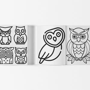 Cute Owl Coloring Book - 20 Printable Coloring Pages. Children's Owl ...