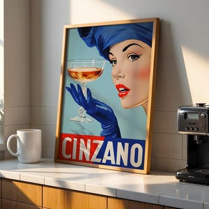 Póster de Cinzano Alcohol / Arte mural italiano / Impresión vintage de vino y prosecco / Decoración de pared con alcohol brillante imagen 3