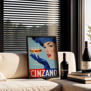 Póster de Cinzano Alcohol / Arte mural italiano / Impresión vintage de vino y prosecco / Decoración de pared con alcohol brillante imagen 5
