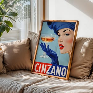 Póster de Cinzano Alcohol / Arte mural italiano / Impresión vintage de vino y prosecco / Decoración de pared con alcohol brillante imagen 7