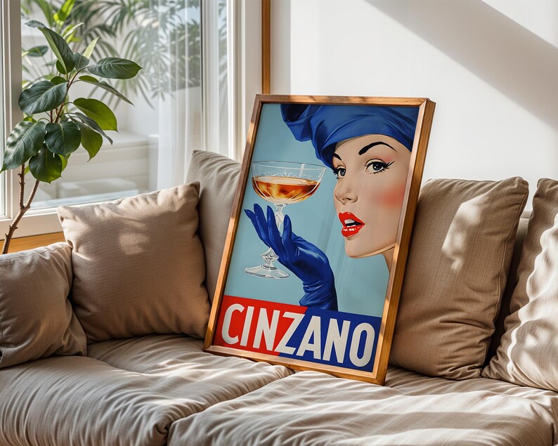 Póster de Cinzano Alcohol / Arte mural italiano / Impresión vintage de vino y prosecco / Decoración de pared con alcohol brillante imagen 7