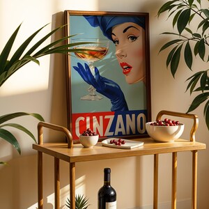 Póster de Cinzano Alcohol / Arte mural italiano / Impresión vintage de vino y prosecco / Decoración de pared con alcohol brillante imagen 4